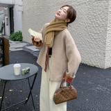 新品大货韩系拼格子羊羔毛皮毛一体外套2C075-718-P175-K258，女装短外套，菡迪欧娜