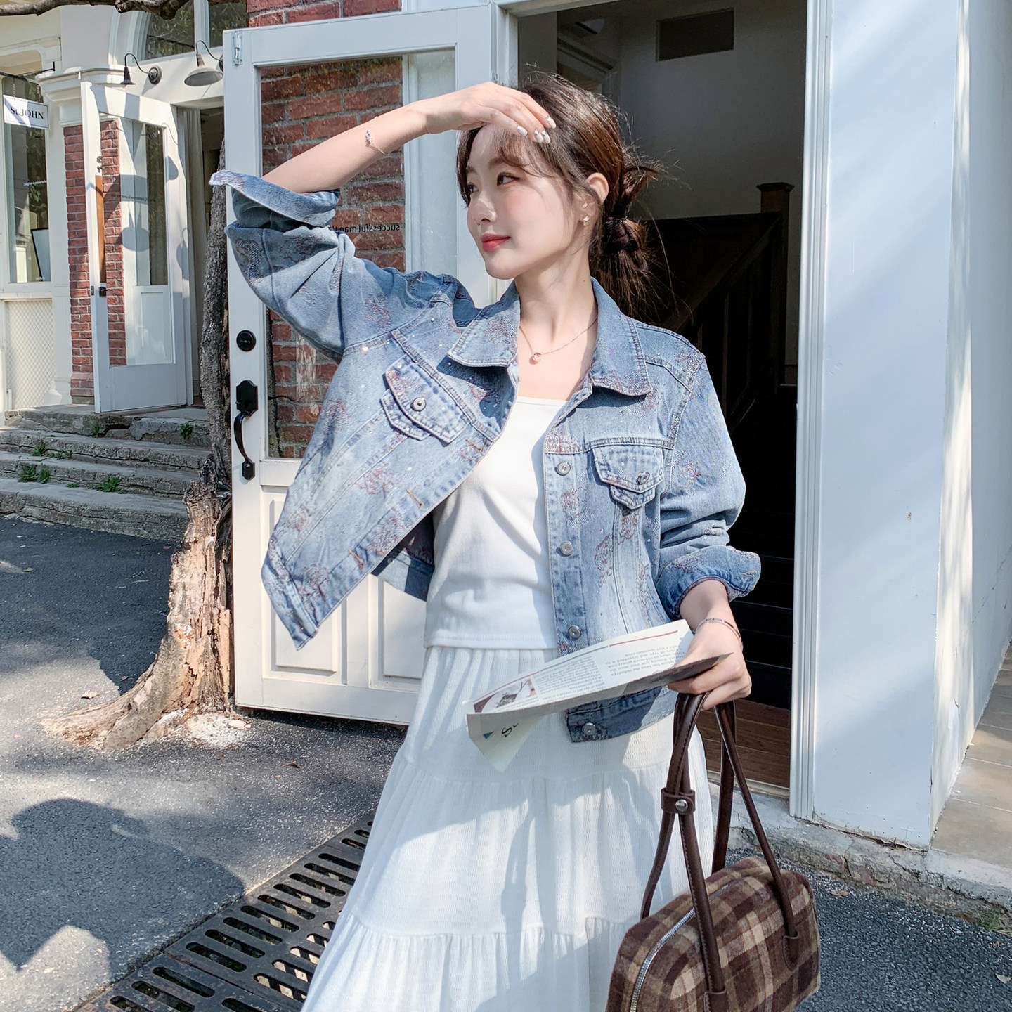 【大货】重工满钻水洗牛仔外套26009-P155-K248,女装短外套,2C075