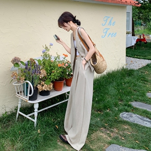 夏日穿搭老钱风西装马甲阔腿裤套装女显瘦轻奢高级感休闲裤两件套图片