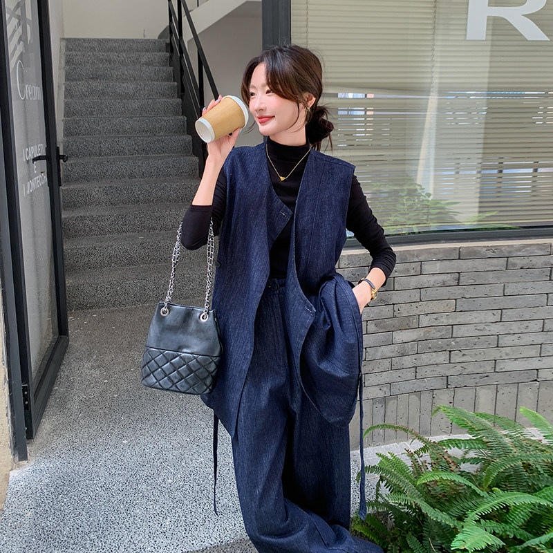 新品大货附买家秀老钱风马甲+阔腿裤两件套2C075-667-P165-K228,女装套装/套裙,2C075