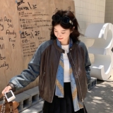 [大货】水洗牛仔拼接皮衣短外套2C075-26017-P175-K288，女装皮衣，2C075