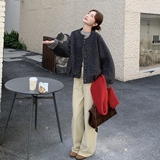 【上新】现货韩系格子拼接皮毛一体短外套2C075-882-P175-K258，女装短外套，菡迪欧娜