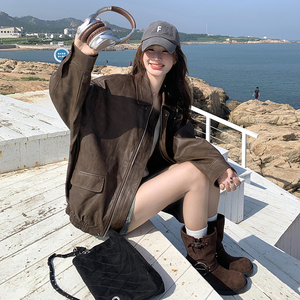 美式港风皮夹克皮衣上衣网红短款韩版春秋秋季轻职风春秋小个子图片