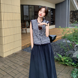 新品主推款格子拉毛上衣+半裙套装2C075-628-P155-K218，女装套装/套裙，2C075