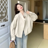[大货】米白色皮衣外套2C075-26035-P175-K288，女装皮衣，2C075