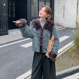 新品主推款仿水貂毛牛仔派克服保暖外套2C075-887-P255-K378，女装短外套，2C075