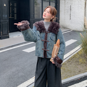 新品主推款 仿水貂毛牛仔派克服保暖外套2C075-887-P255-K378图片