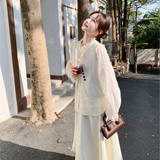 【大货】法式轻奢风马甲+半身裙+衬衫三件套26013-P225-K348，女装套装/套裙，2C075