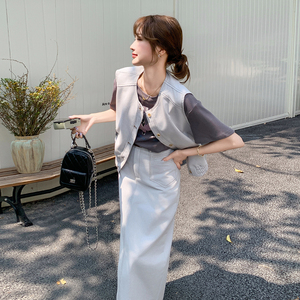 西装女装上衣蕾丝时尚套装夏季ins风显瘦休闲少女风小香风气质图片