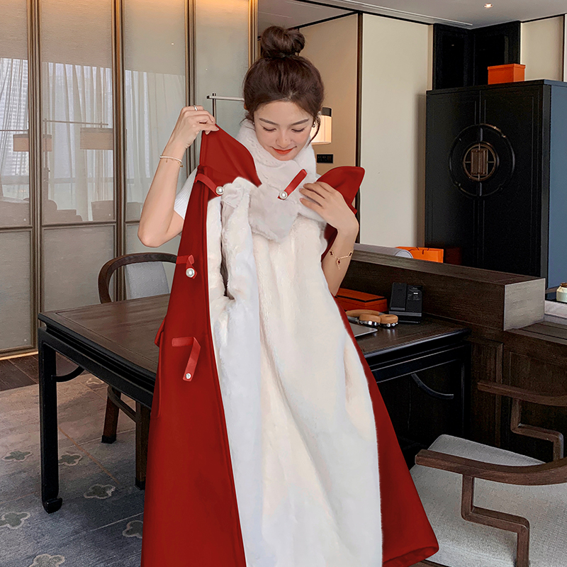现货主推附买家秀呢料派克服加绒珍珠扣2C075-089A-P215-控298，女装毛呢外套，菡迪欧娜