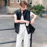 新品现货夏春秋三季可卖慵懒百搭皮马甲+包包6062-P165-K248，女装皮衣，菡迪欧娜