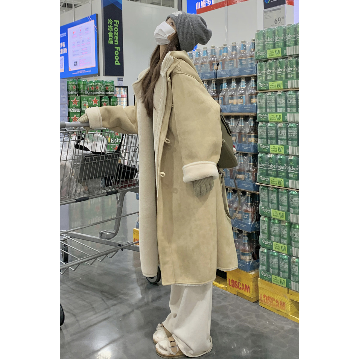 新品现货附买家秀高品质澳羊绒皮毛一体大衣2C075-216-P205K298,女装皮草,菡迪欧娜