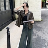 新品大货主推条纹拼接皮衣外套2C075-808-P165-K248，女装皮衣，2C075