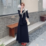 灰色格子拼接连帽卫衣套装裙女2025春秋新款韩版宽松减龄两件套潮，女装套装/套裙，2C075