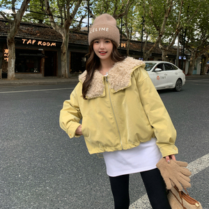 新品大货主推款 羊羔毛拼接90白鸭绒内胆派克服外套895-P305-K448图片