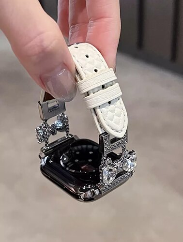 小香风蝴蝶结锆石苹果手表s10/9适用iWatchS11表带华为Fit4表带