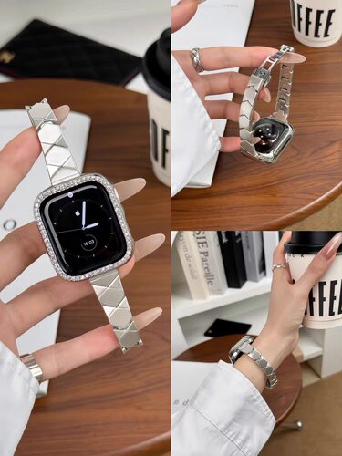 菱形金属蝴蝶扣适用苹果手表iwatch11代10/98华为fit红米watch5女