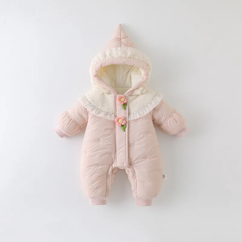 婴儿外出服衣服冬季加厚超萌女宝宝外穿棉衣哈衣加绒冬保暖连体衣