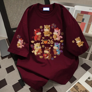 重磅ins休闲宽松仿刺绣小马印花纯棉短袖T恤男女夏季高街潮牌上衣