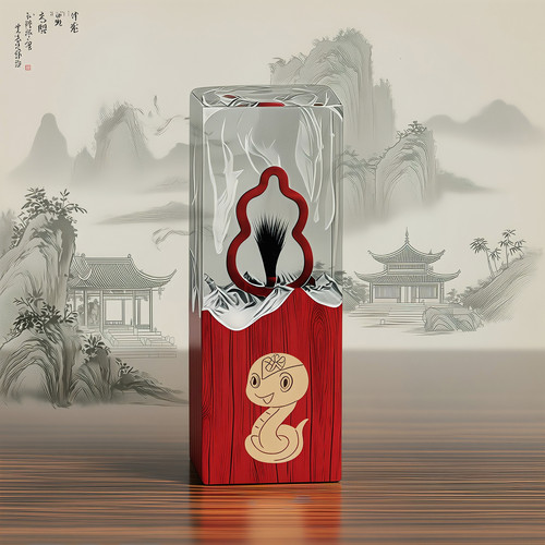 吉祥童子蛇宝宝出生纪念品胎毛章