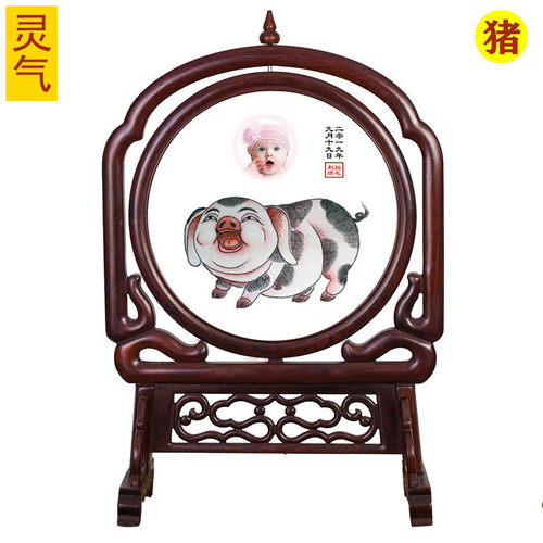 吉祥童子宝宝满月理发胎毛绣