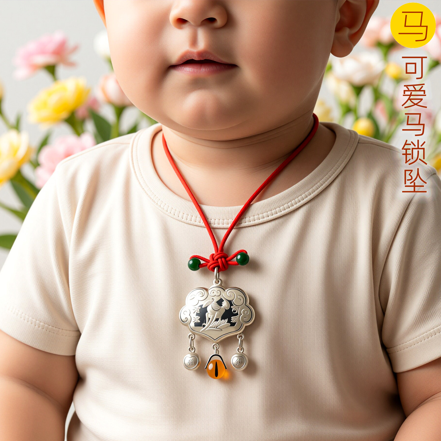 吉祥童子宝宝出生礼物定做胎毛挂坠件婴幼儿纪念品可爱马锁坠2026