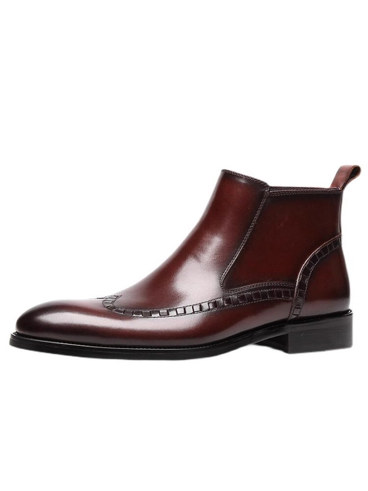 CHELSEA BOOTS MENS BRITISH ZHONGBANG LEATHER SHOES MENS BUSINESS LEATHER BOOTS ZIPPER HIGH-TOP BOOTS MARTIN BOOTS TIDE KOREAN VERSION