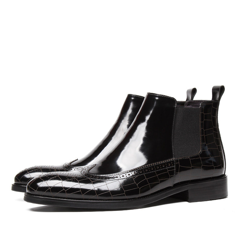 MARTIN BOOTS MENS POINTED TOE BRITISH BOOTS YOUTH BLACK BUSINESS HIGH SHOES MENS PATENT LEATHER CHELSEA MENS BOOTS TIDE