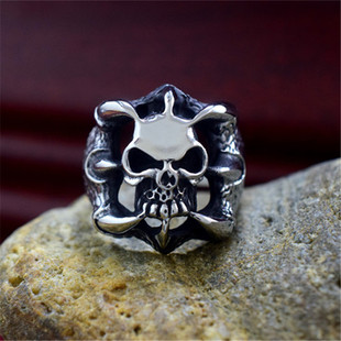 敢死队骷髅头龙爪钛钢戒指防身指环朋克风复古霸气男食指配饰品女