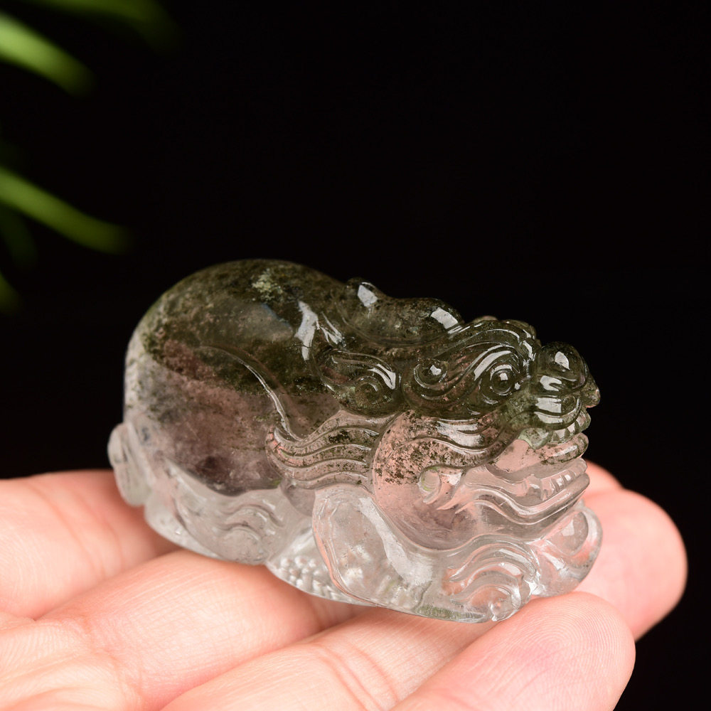 糯米来啦 天然绿幽灵千层水晶貔貅吊坠水晶挂件异象老矿 支持定制