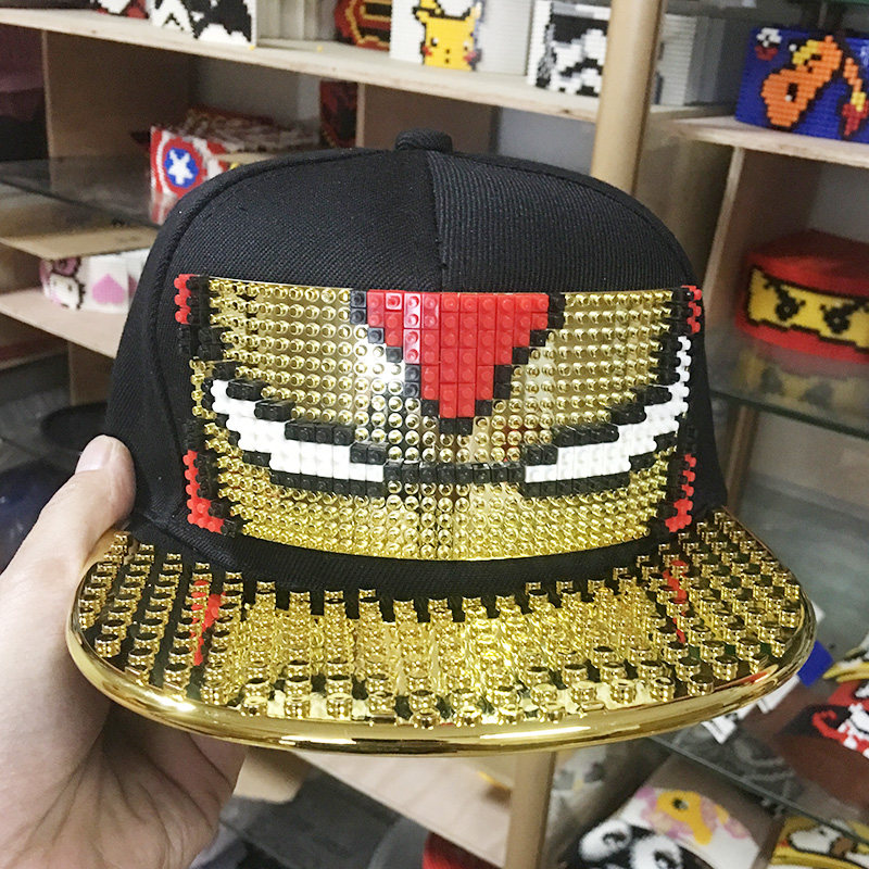 六一儿童节礼物LEGO积木帽子DIY卡通像素拼图儿童潮帽男童