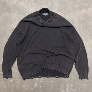 褪色洗水破坏针织毛衣 LIFEGOESON sweater Distressed 黑色 25AW