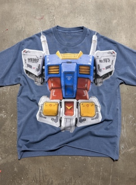 LIFEGOESON 26$$ Morphing Robot数码印花洗水散边短袖T恤TEE