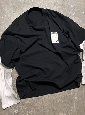 LIFEGOESON 25AW Dirty Wash Mock Logo T-Shirt 擦脏假两件体恤