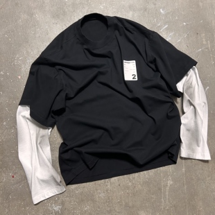 Wash Mock Logo LIFEGOESON Shirt Dirty 擦脏假两件体恤 25AW