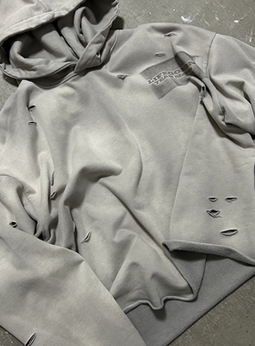 LIFEGOESON 25AW Destroyed RawCut Hem Hoodie 破坏散口连帽卫衣