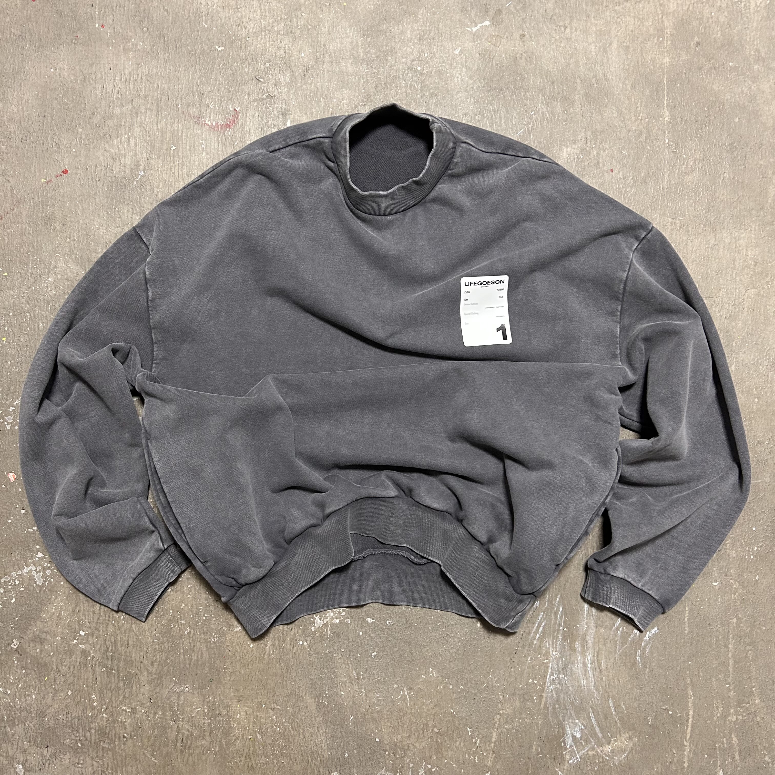 LIFEGOESON 25AW StandNeck Sweatshirt半高领插袋蜡染灰洗水卫衣,男装,卫衣,淘宝优惠券,粉丝福利购,淘宝优惠卷