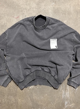 LIFEGOESON 25AW StandNeck Sweatshirt半高领插袋蜡染灰洗水卫衣