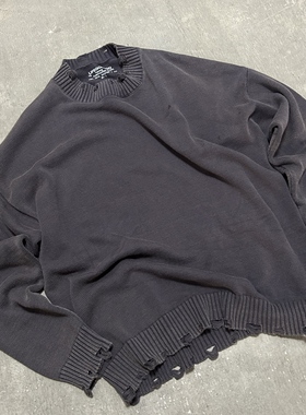 LIFEGOESON 25AW Distressed sweater 褪色洗水破洞针织毛衣