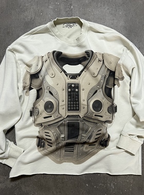 LIFEGOESON 25AW - Shoulder Pads Concept Graphic Sweatshirt