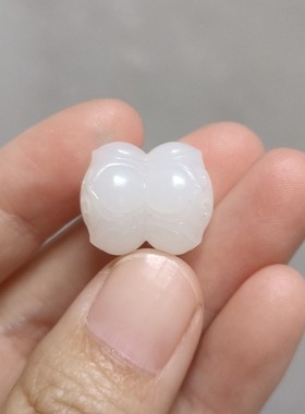 天然和田玉白玉糖玉并蒂莲珠莲花珠桶珠锁骨链DIY手串配珠散珠