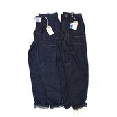 两色休闲宽松小直筒长裤 基础版 牛仔裤 复古做旧水洗工装 潮K2 日式