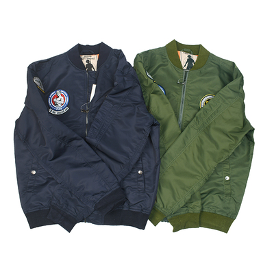 美式复古经典刺绣棒球领飞行夹克