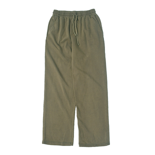 腊染 美式高街复古做旧重水洗毛圈卫裤 秋冬休闲宽松抽绳长裤6612