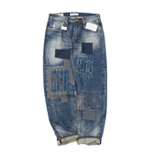 Boro牛王 赤耳丹宁长裤 日式 复古做旧重水洗刺子磨烂补丁牛仔裤