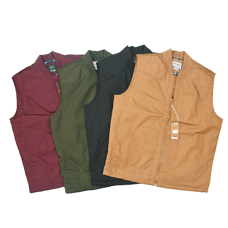 美式复古做旧水洗帆布工装马甲