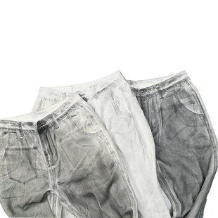 高街cleanfit宽松喇叭裤 复古做旧水洗做脏牛仔裤 719 美式 油污vibe