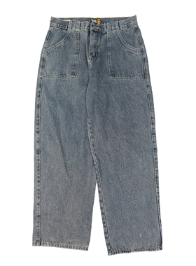 0g107 日式复古做旧水洗工装牛仔裤 日常休闲宽松直筒牛仔长裤110