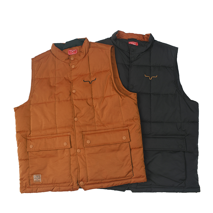 美式复古拼接色夹棉工装马甲