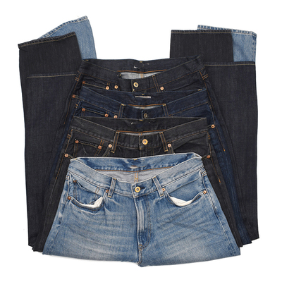 日式复古做旧水洗牛仔裤